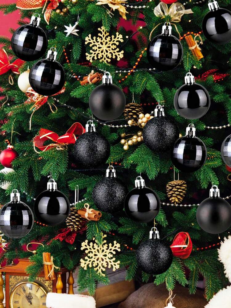 24pcs Plastic Classic Christmas Ball Ornaments For Christmas Tree Decoration | SHEIN USA