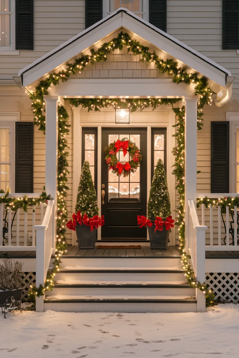 25 Classy Front Porch Christmas Light Ideas | DIY Garden