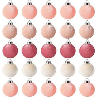 25 Pack Christmas Tree Decorations,2.36'(6 cm)Velvet Ball Ornaments  Shatterproof Plastic Decorations