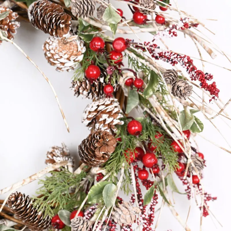 26' Berry Pine Winter Wreath for Front Door - The Holiday Aisle