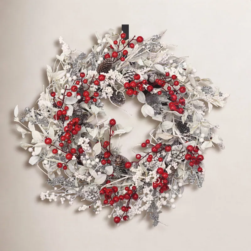 26' Faux Winter Christmas Pinecone Berry Twig Front Door Wreath