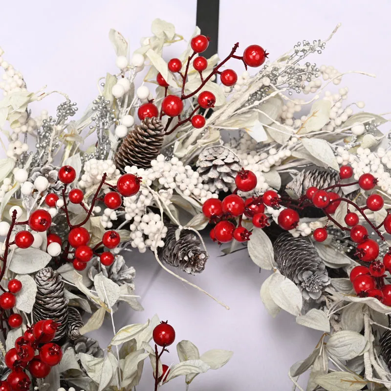26' Faux Winter Christmas Pinecone Berry Twig Front Door Wreath