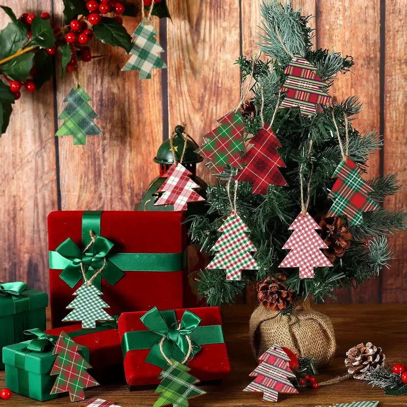 2d flat 20 sets vintage wooden christmas tree ornaments in a - Temu Mauritius