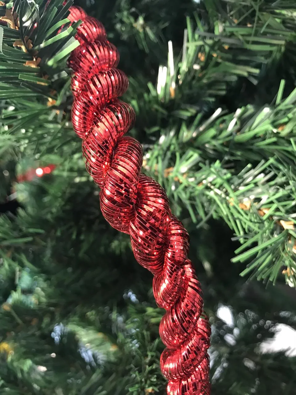 2m Christmas Decoration Red Rope Tinsel Garland with 18cm Tassels for Tree Decoration - Available in Packs of 3 or 12