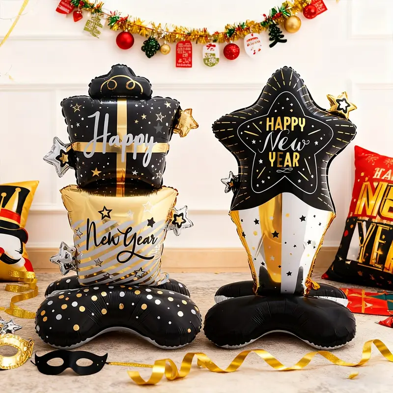 2pcs luxurious black golden new year balloon set suitable - Temu Oman