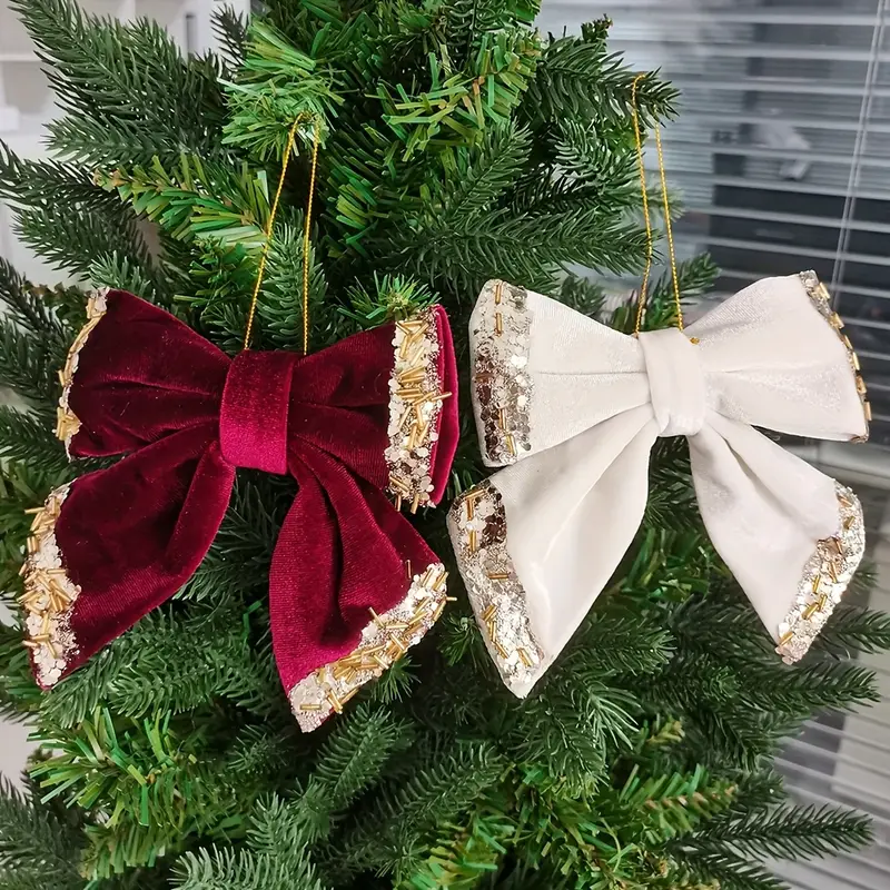 2pcs Luxury Wide Velvet Bows - Pre-Made Bow Shaped Christmas Tree & Wreath  Decorations Suitable for Christmas, New Year, Wedding, Birthday Party -  Elegant Holiday Craft Gift (2pcs)