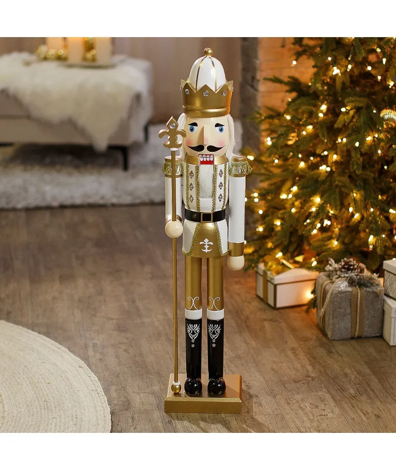 3 Ft. Large Classic Red Wood Holiday Nutcracker with Scepter