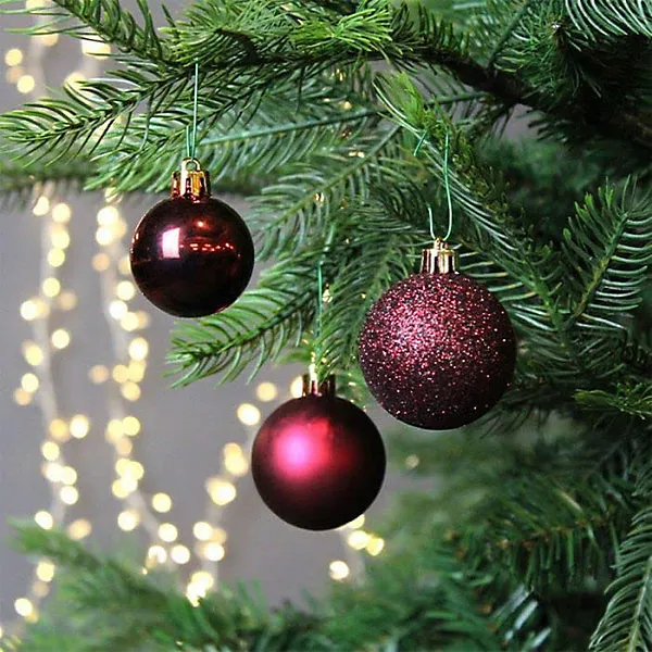 30mm/12Pcs Christmas Baubles Shatterproof Burgundy,Tree Decorations