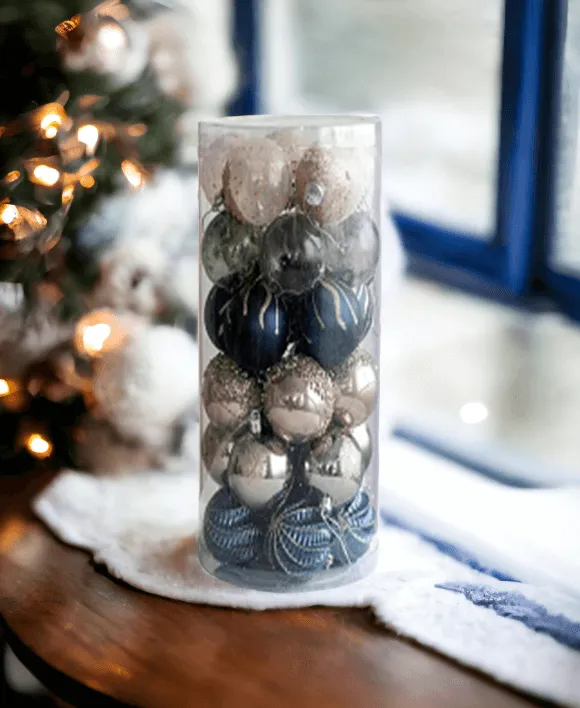 30pcs Blue & Gold Luxury Christmas Tree Balls