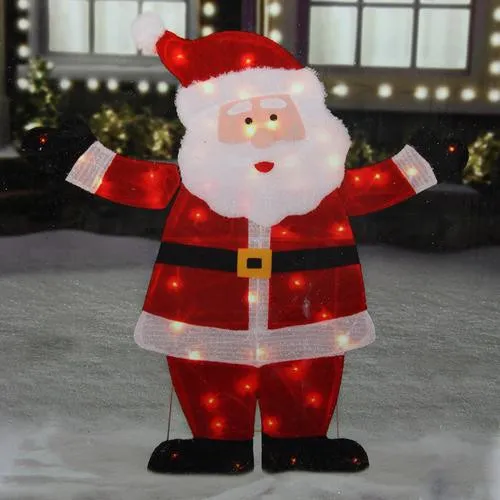 37-Inch Lighted Santa Claus Outdoor Christmas Decoration – 80 Warm White  LEDs, Glitter Coat, Weather-Resistant, Stakes Included, For Lawn, Yard, Or  Indoor Use 37 Inch Christmas Yard Display