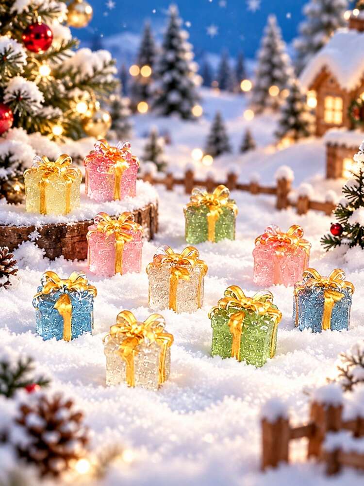 3PCS Christmas Gift Box Ornaments, Colourful Present Box Figurines For  Christmas Village, Tabletop, Shelf, Mantel And Festive Home Decor | SHEIN  USA