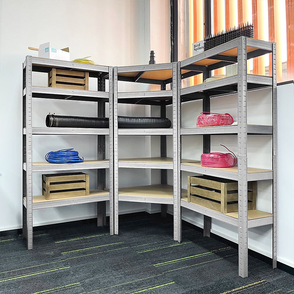 3x Industrial Heavy Duty Steel 5 Tier Shed Shelving Storage Garage Shelving Unit H 1500mm