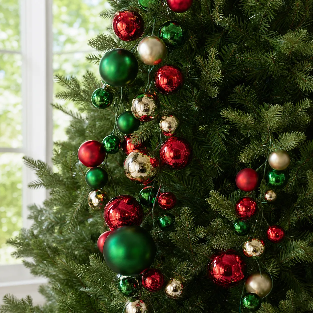 4 FT Red, Green, & Gold Shiny & Matte Ball Garland – The Christmas Palace