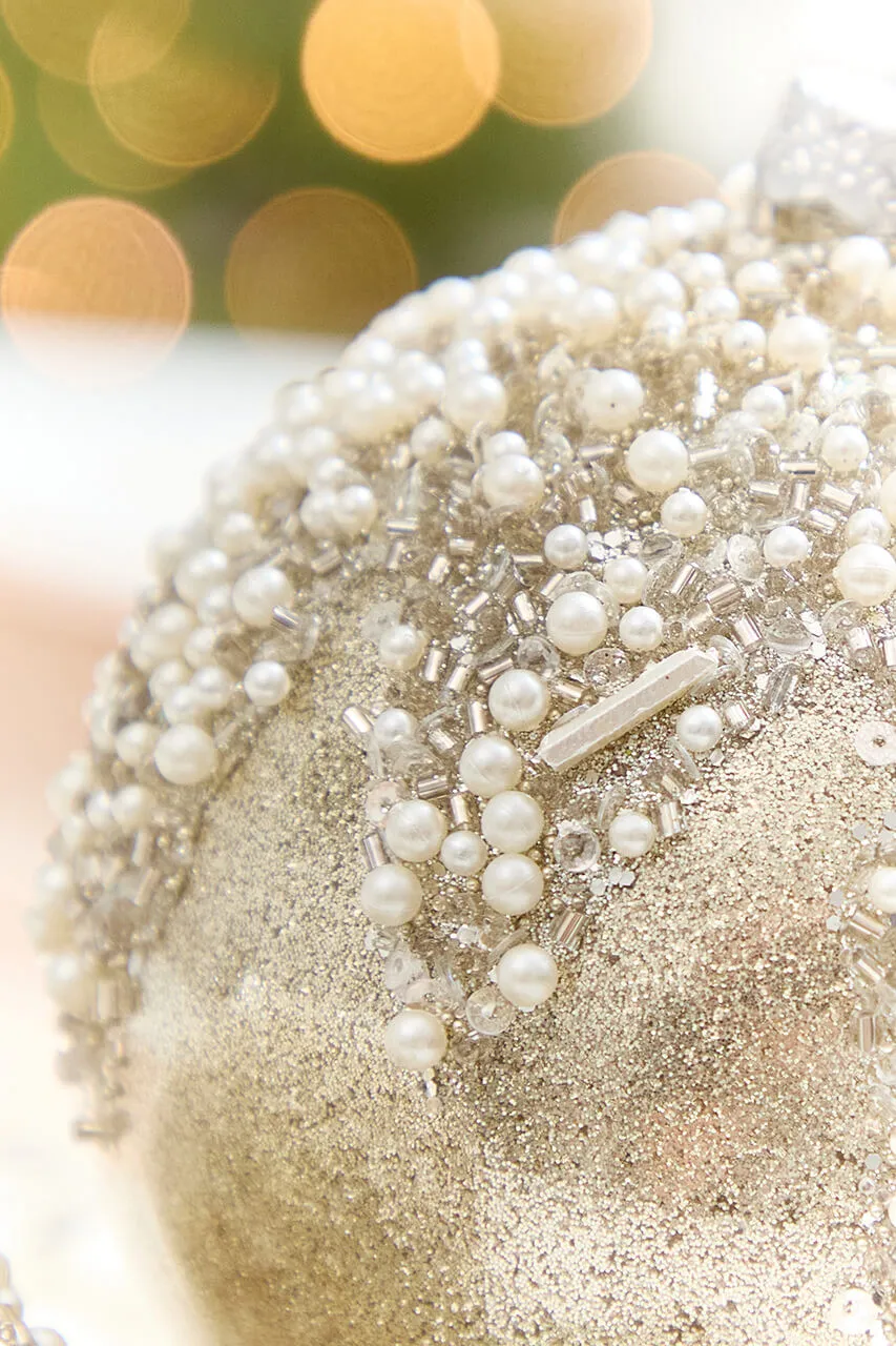 4' Pearl Frosted Taupe Ornament - Decorator's Warehouse