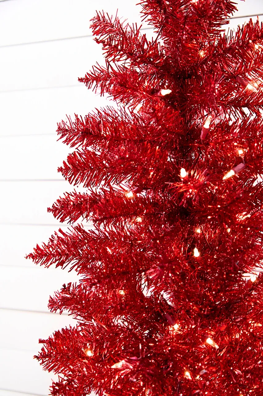 4' Red Tinsel Tree