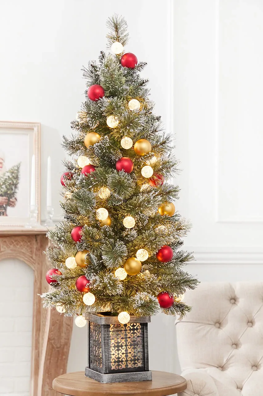 4' Snowy Bristle Mix LED Tree - Decorator's Warehouse