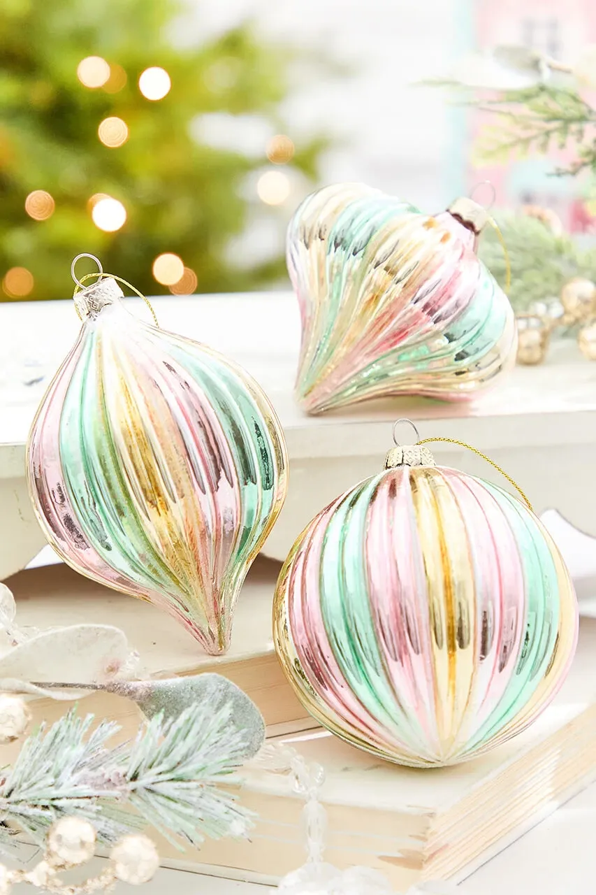 4.5' Iridescent Glass Ornament - 3 Assorted - Decorator's Warehouse