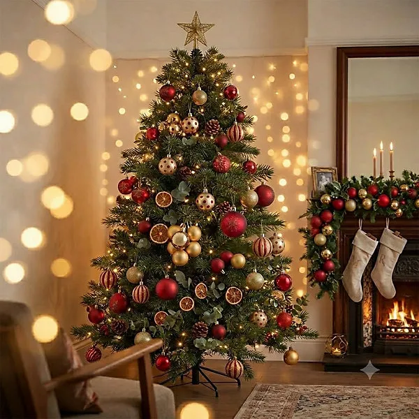 50Pcs Christmas Tree Balls Ornaments, Red & Gold, 40mm Colorful  Shatterproof Plastic Decorative Baubles for Christmas