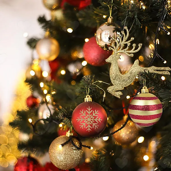 50Pcs Red Gold Christmas Tree Baubles, 40mm Shatterproof Plastic Decorative  Balls, Hanging Ornaments for Xmas Home