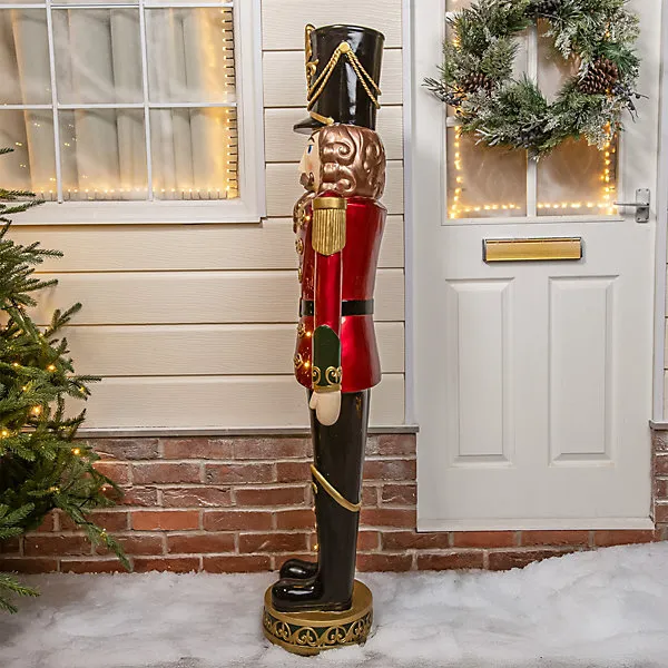 5ft Traditional Christmas Nutcracker Soldier - Red, Black and Green with  LED Lights