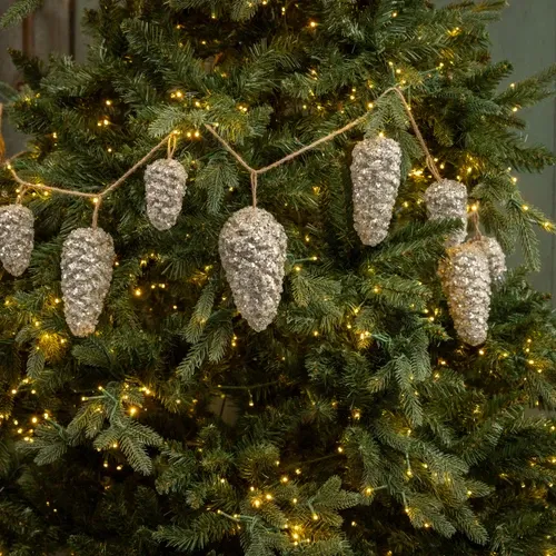 6' GLITTERED SNOWY PINE W/ PINECONE GARLAND - Ragon House