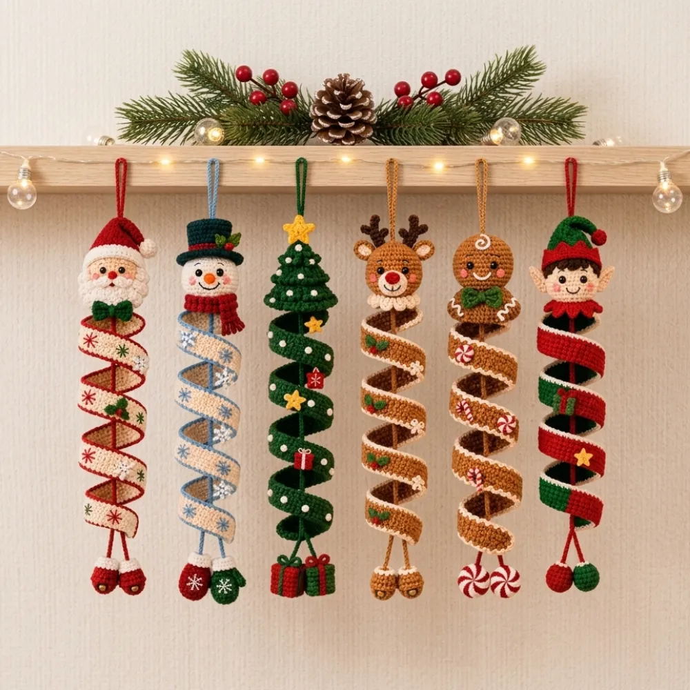6 in 1 Spiral Christmas Ornament Crochet Pattern – Hooklina Team