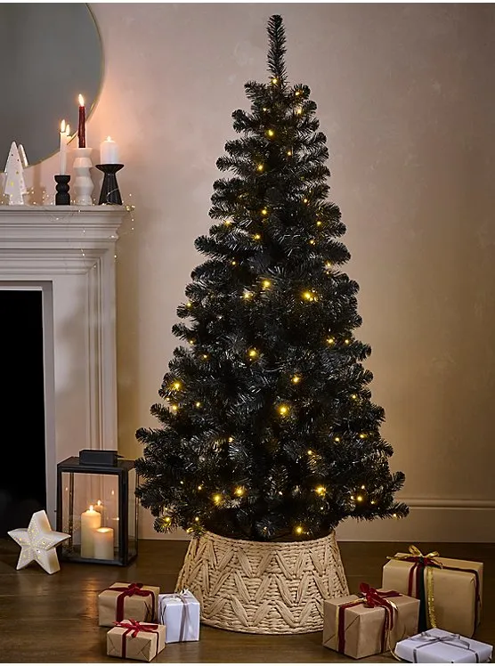 6ft Black Pre Lit Christmas Tree | Christmas | George at ASDA