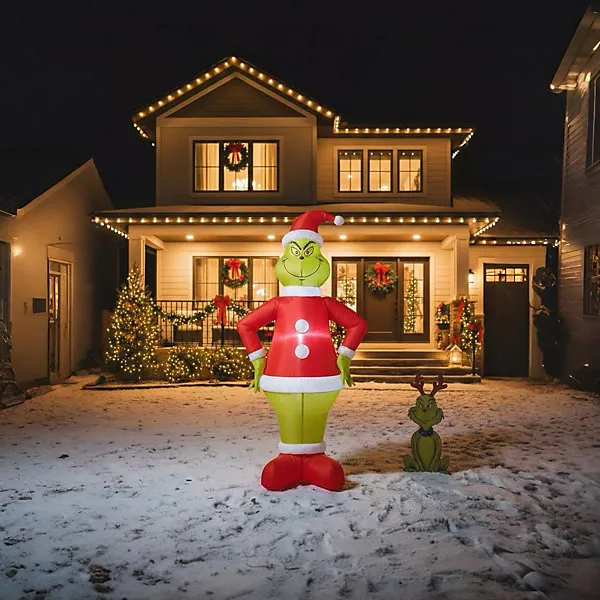 6ft Light Up Standing Grinch Inflatable