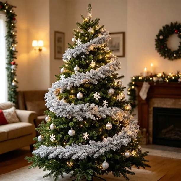6FT Silver Christmas Garland Glittery Tinsel Shiny Holiday Decor for Mantel Staircase Fireplace Front Door Indoor Outdoor Display - Walmart.ca
