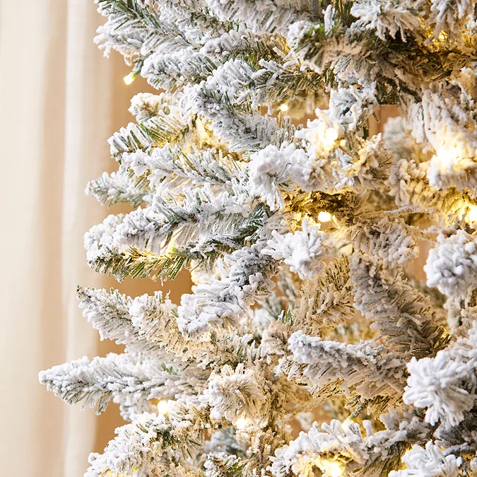 6ft Slim Snowy Christmas Tree with Warm White LEDs | MFI