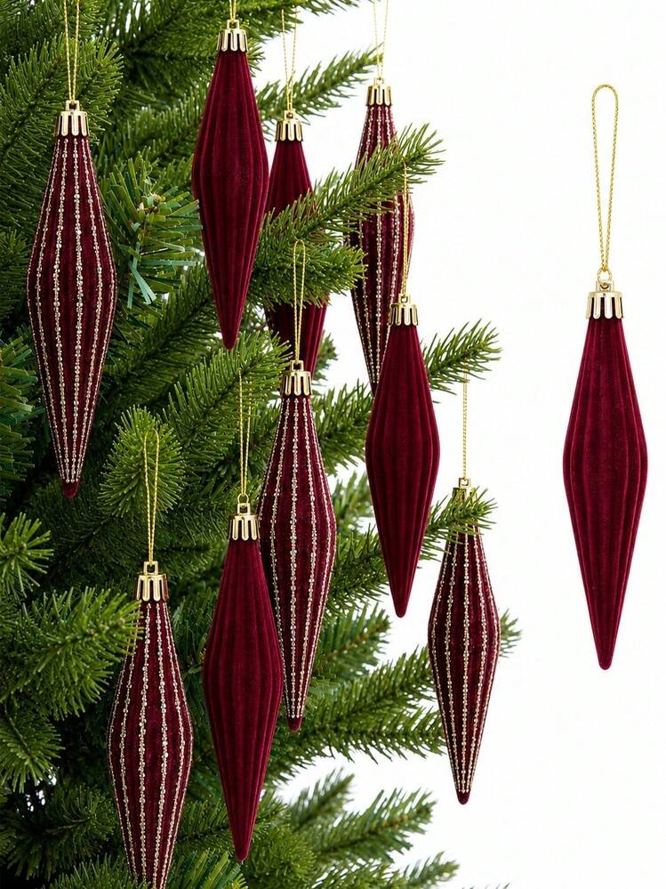 6pcs 6 Inch Velvet Burgundy Christmas Hanging Ornaments, Shatter-Resistant  Surface, Christmas Tree Decorations, Suitable For Weddings, Holidays,  Parties, Indoor And Outdoor Decor | SHEIN UK