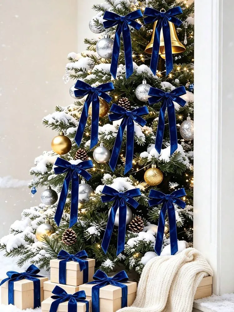 8pcs/4pcs/1pc Burgundy Velvet Bow Christmas Tree Ornaments, Christmas Tree  Hanging Decorations, Suitable For Home, Sweet Style Room, Birthday Party,  Front Door, Wedding Holiday Decoration, Wreath De