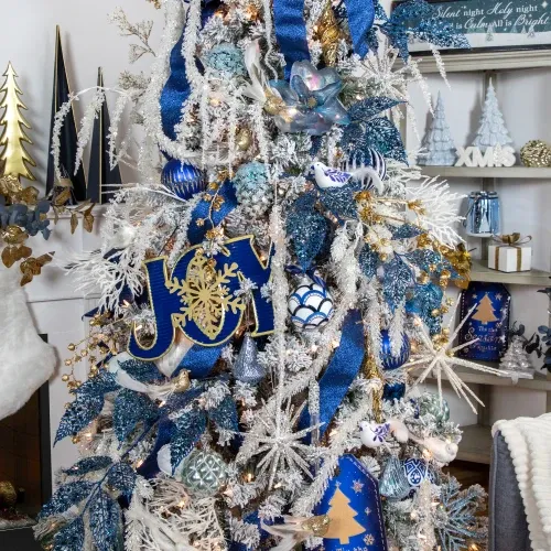 9' Clear Glass Sequined & Beaded Icicle Christmas Ornament | Christmas