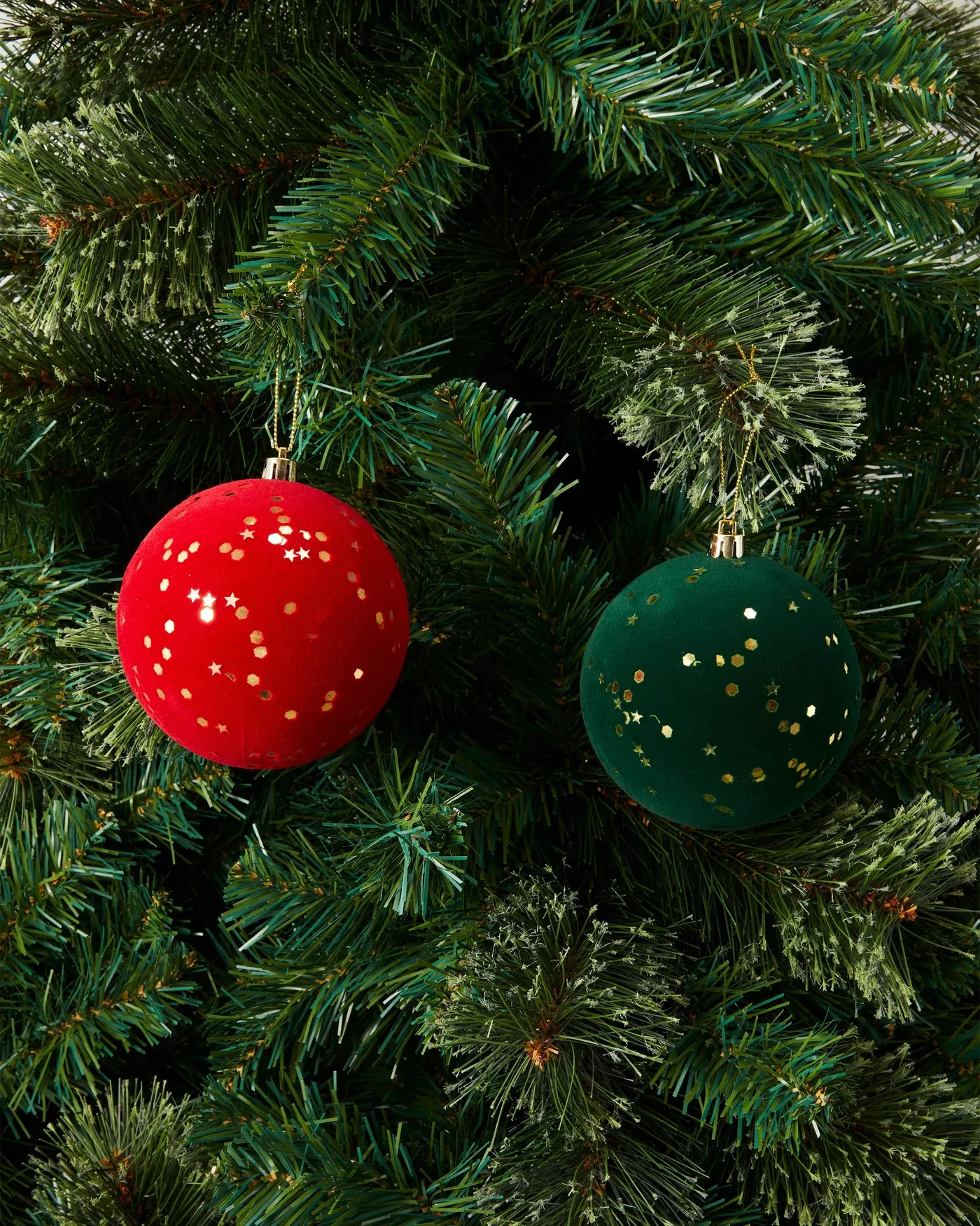 9 Pack 10cm Traditional Flocked Baubles - Kmart NZ