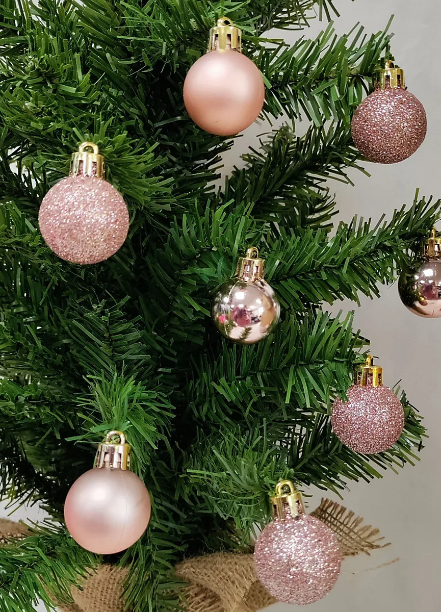 96 Mini Rose Gold Baubles Blush Pink Christmas Tree Bauble Mini 3cm