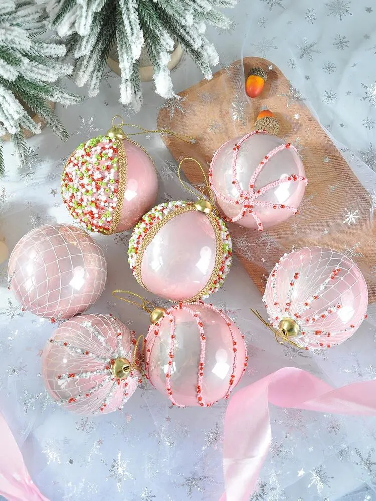 9PCS 3.15inch/8CM Pink Cute Christmas Tree Decorations Xmas Tree Decor  Christmas Tree Ornament Set Home Decor Christmas Decorations Room Decor  Winter Christmas Decorations Home Christmas Gifts ...