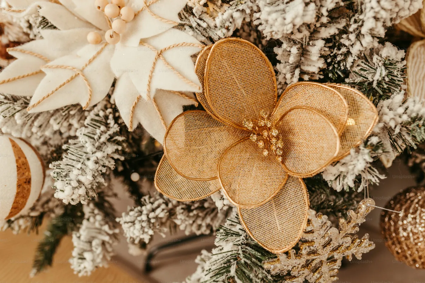 A close up of a christmas tree with ornaments - Photo on Unsplash+