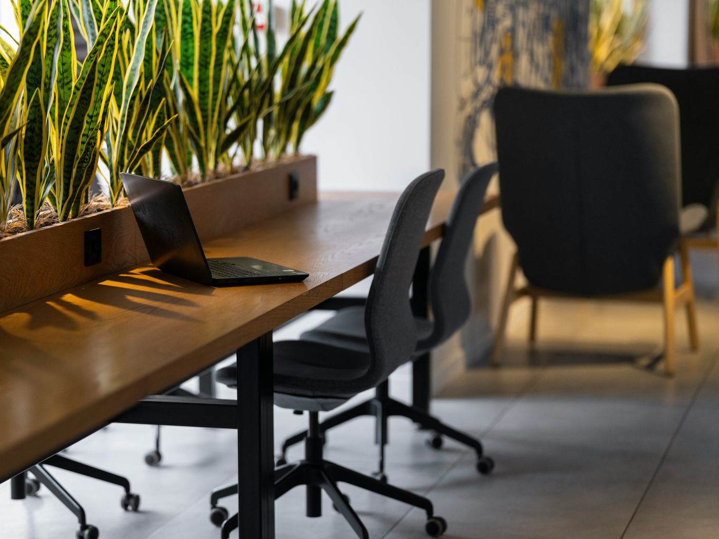 a desk in an office