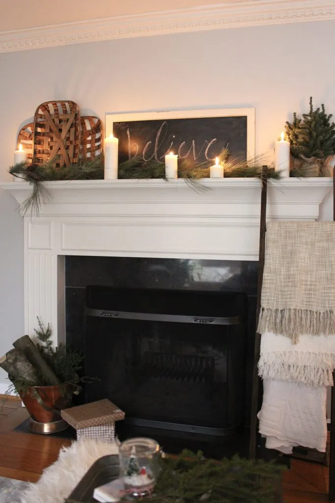 A Farmhouse Christmas Mantel Dressed in Candlelight | My Life From Home