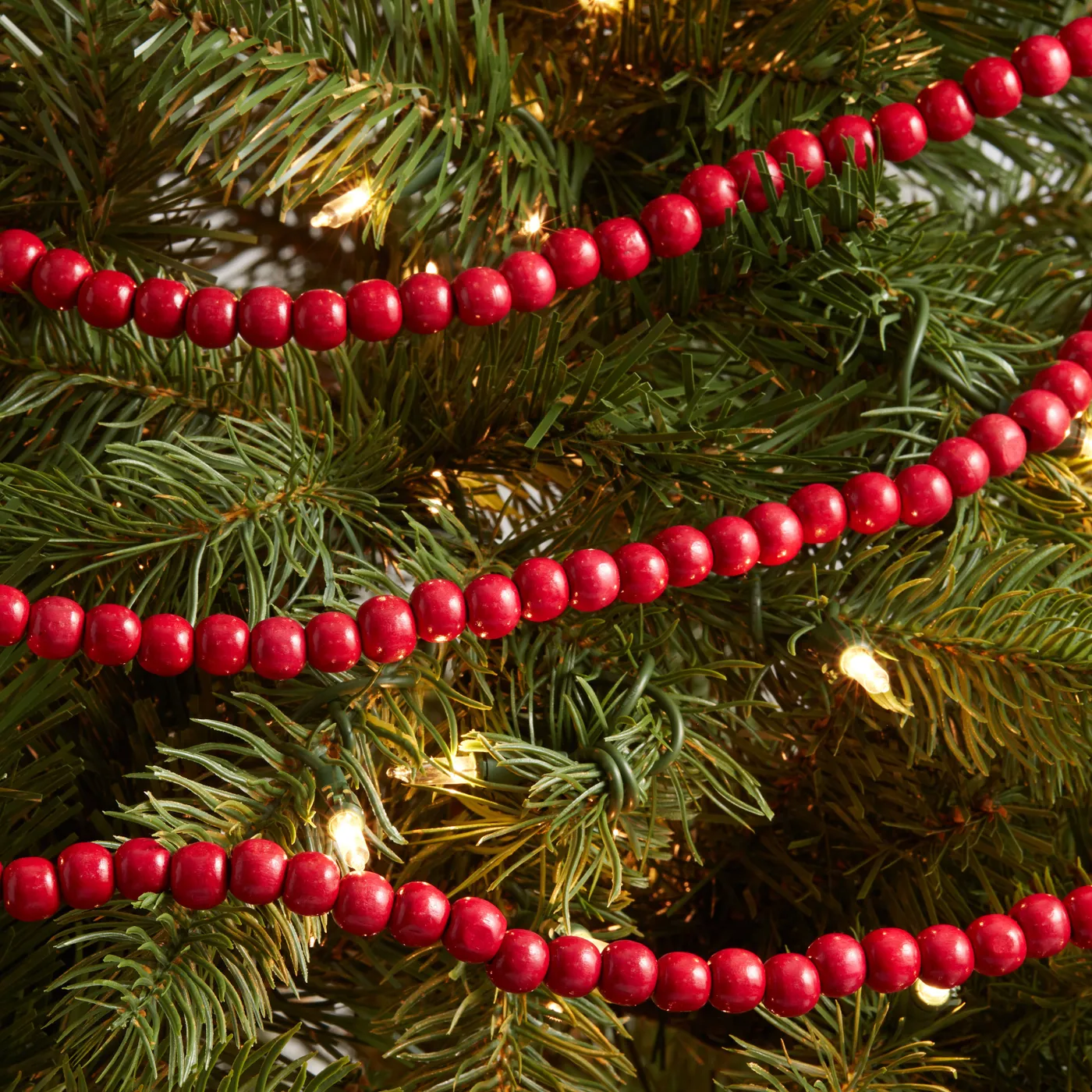 And Gold Red Wooden Bead Garland For Christmas Tree Red Wood Bead Cranberry Garland World Market
