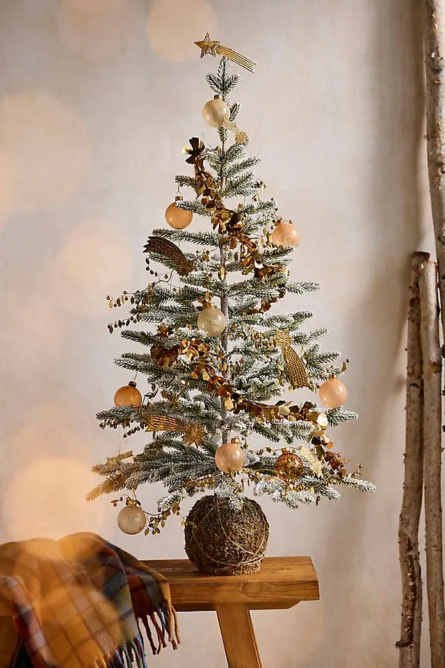 Artificial Snowy Moss Ball Fir Tree, 40” | Terrain