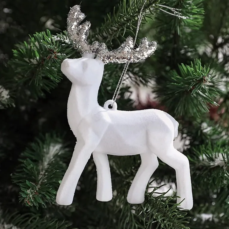 AuroraX Minimalist Christmas Decoration Plastic White Hanging Cute Keepsake  Ornaments Decorative Glitter 2025 3.3' Deer for Xmas Gifts,Indoor,Christma  Tree Decor - Walmart.com