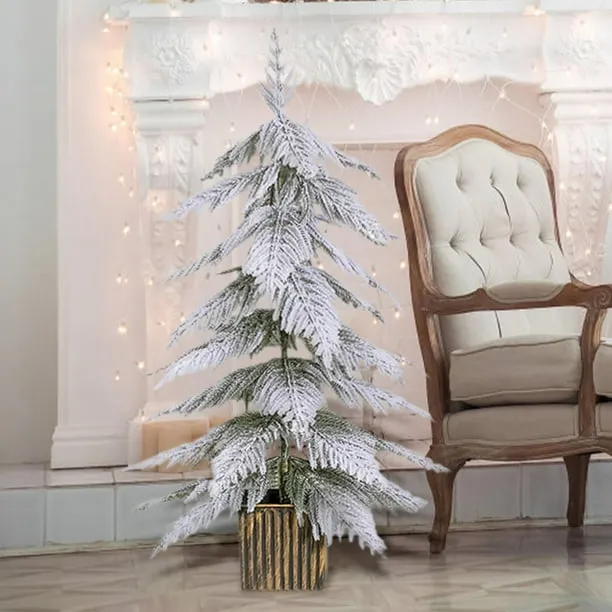 Baoblaze Snow Flocked Artificial Christmas Tree Cabinet Dining Room Bedroom  Xmas Tree Height 60cm - Walmart.com