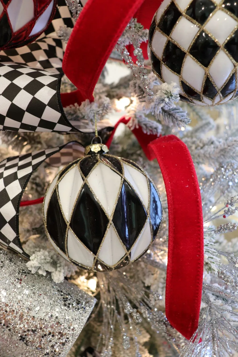 Black and White Diamond Large Glass Ball Ornament | Fancy Face Designs–  FancyFace Designs