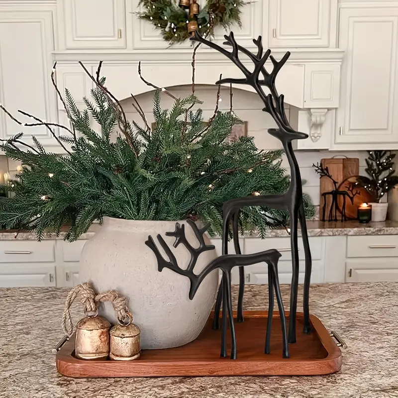 black christmas reindeer figurine living room decor black - Temu Mauritius