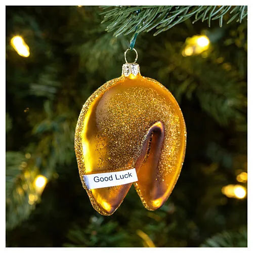 Blown glass fortune cookie Christmas tree ornament 10 cm | online sales on HOLYART.com