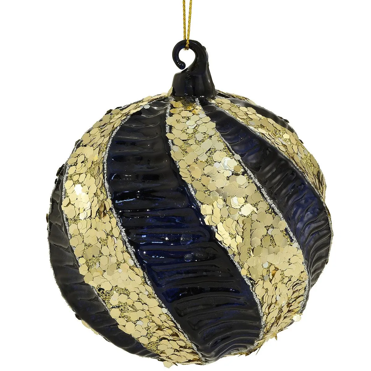 Blue And Gold 4 Inch Glass Ornament | Bronner's