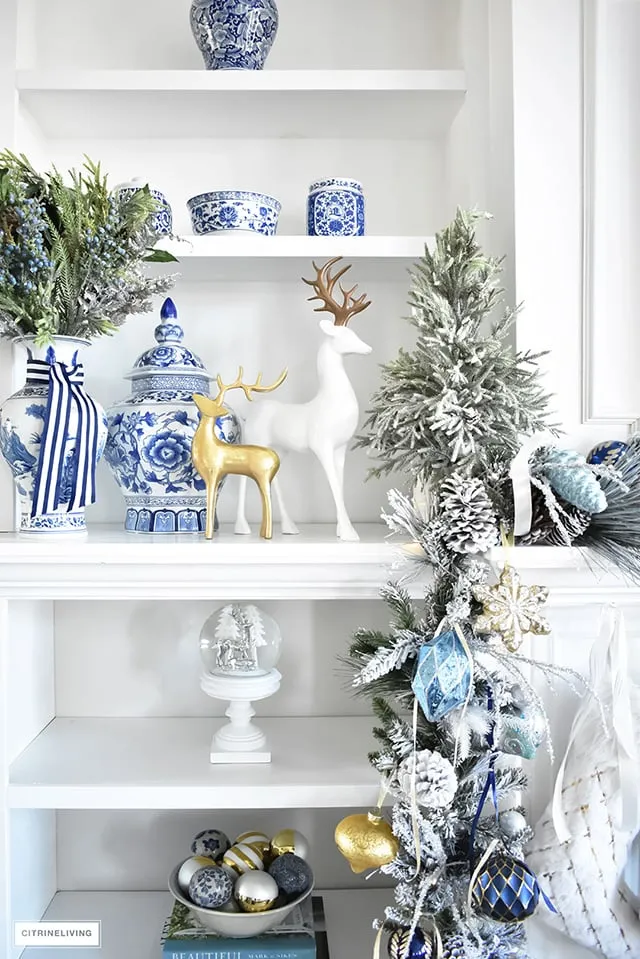 BLUE AND WHITE CHRISTMAS LIVING ROOM - CITRINELIVING