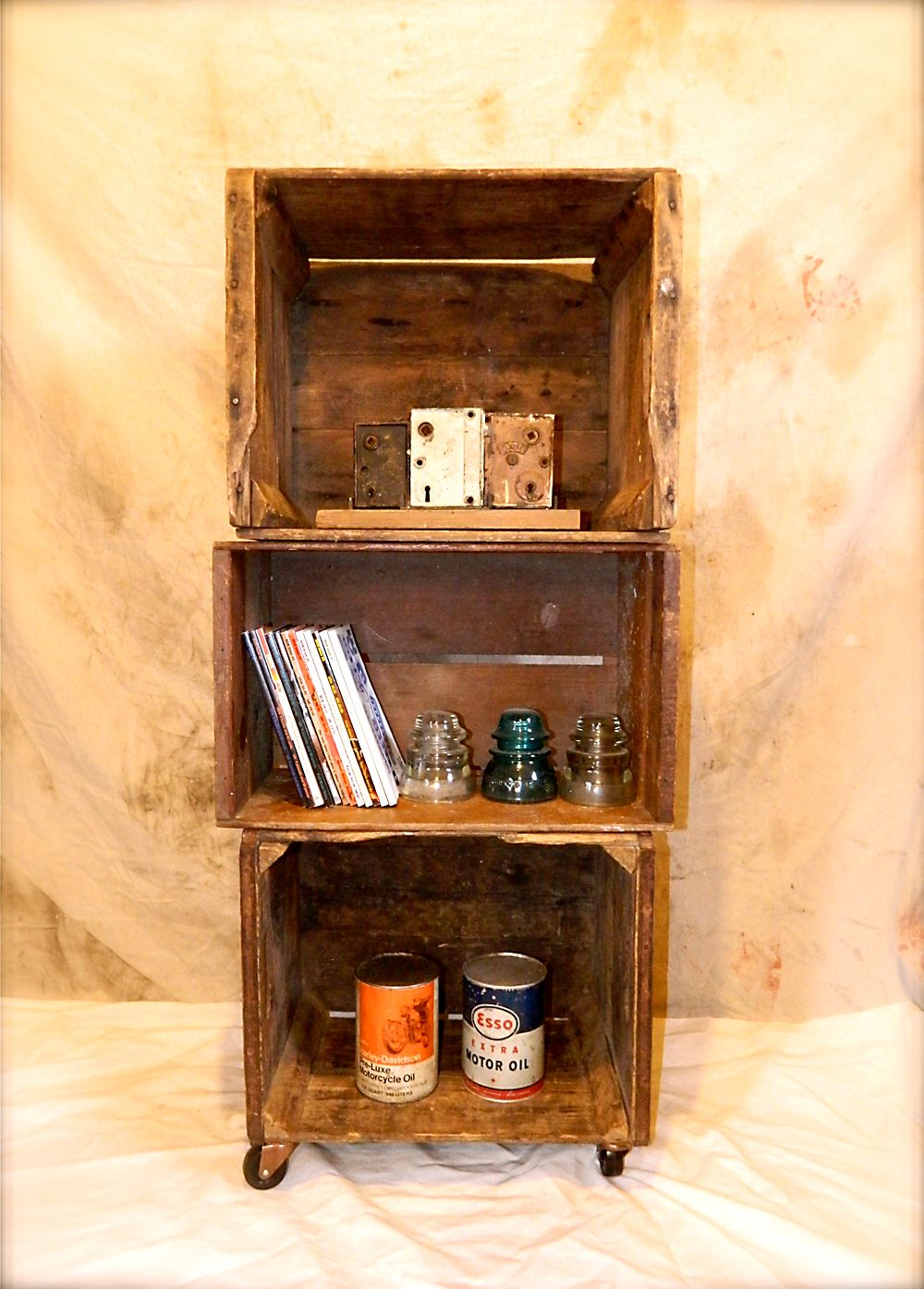 Bookcase made from Repurposed Vintage Crates | Oh! Glory Vintage - Vintage Clothing, Shabby Chic & Repurposed Furniture