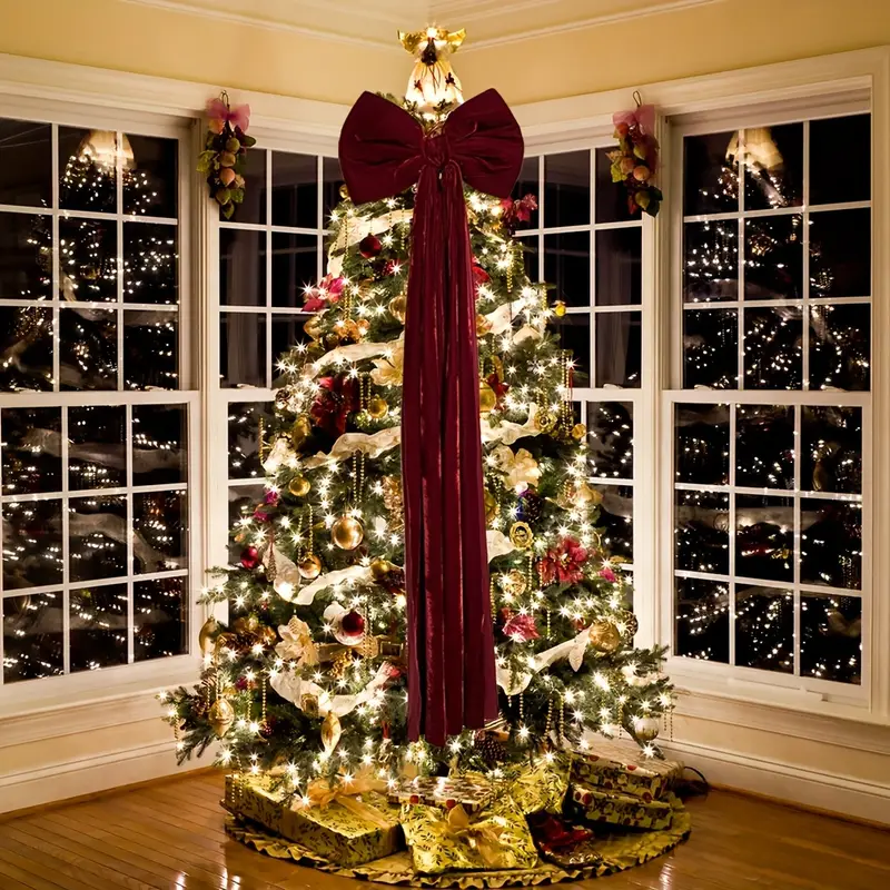 bow large wine red velvet bow christmas - Temu Bahrain